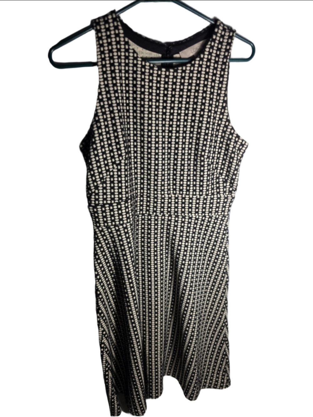 Women's LOFT Black and White Patterned Mini Dress Size 4 fall trendy chic